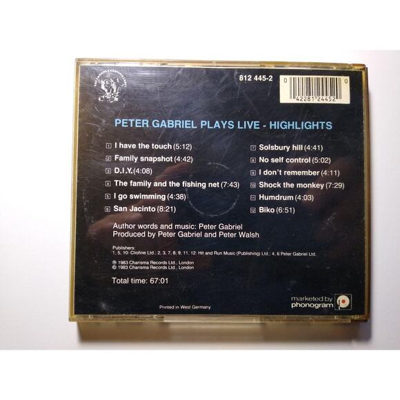 Peter Gabriel Plays Live Highlights CD 1983 West Germany Yellow Spiral Charisma - Picture 4 of 4